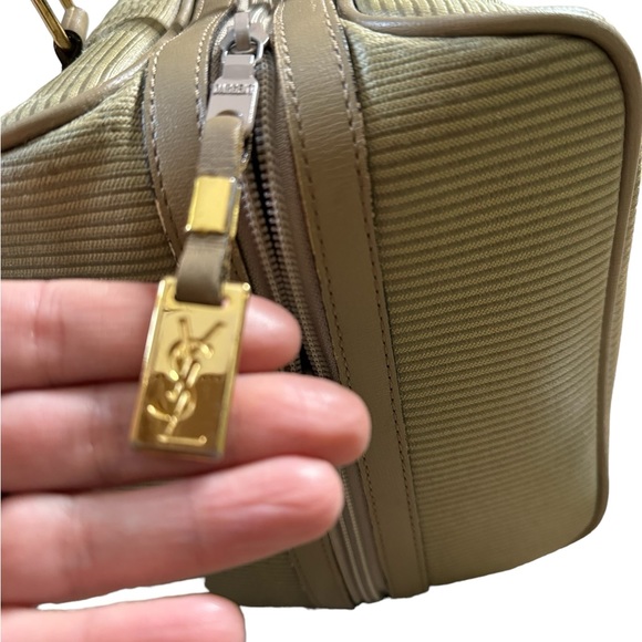 YSL Leather and Fabric Duffel Bag! Vintage Green/Taupe - Picture 6 of 16